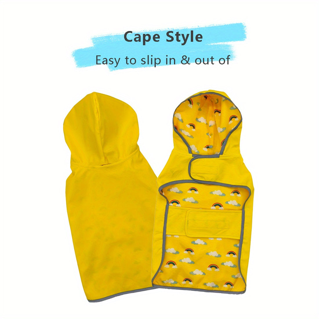 1pc PETS TALE Reversible Dog Raincoat, Polyester Pet Jacket with Duck Print, Machine Washable, Adjustable Straps for Small to Extra Large Breeds
