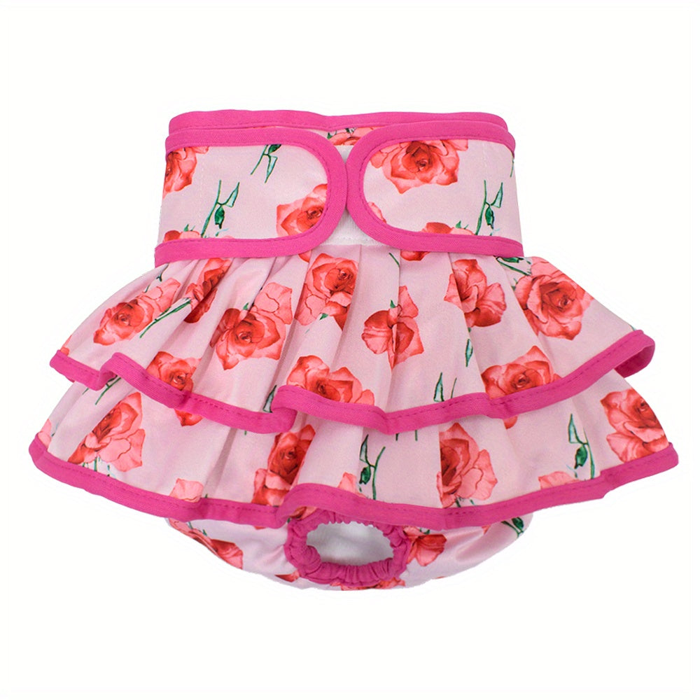 1pc Reusable & Washable Female Dog Diaper in Vibrant Floral Patterns | Soft, Breathable Polyester | Ideal for Heat Cycle & Incontinence | Easy to Use & Clean, Heat Cycle Care|Stylish Pet Wear|Washable Pet Item, Doggie Diapers
