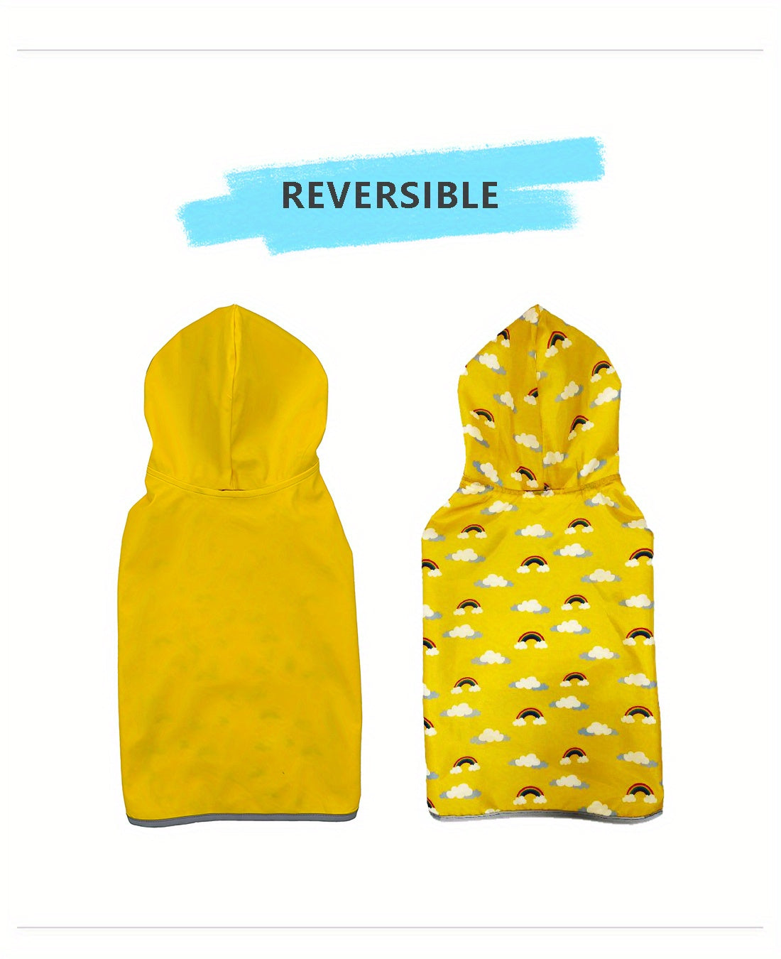 1pc PETS TALE Reversible Dog Raincoat, Polyester Pet Jacket with Duck Print, Machine Washable, Adjustable Straps for Small to Extra Large Breeds