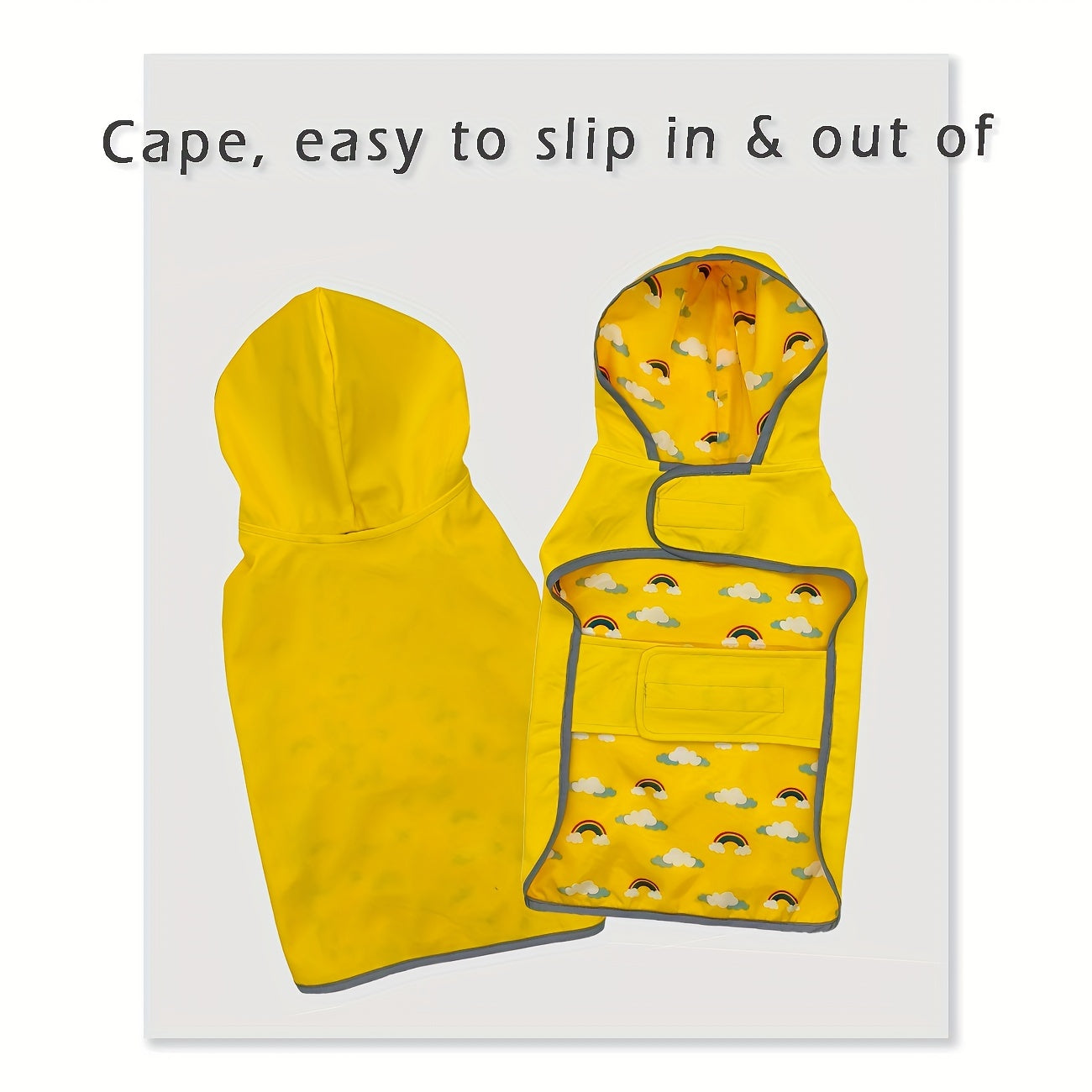 1pc PETS TALE Reversible Dog Raincoat, Polyester Pet Jacket with Duck Print, Machine Washable, Adjustable Straps for Small to Extra Large Breeds