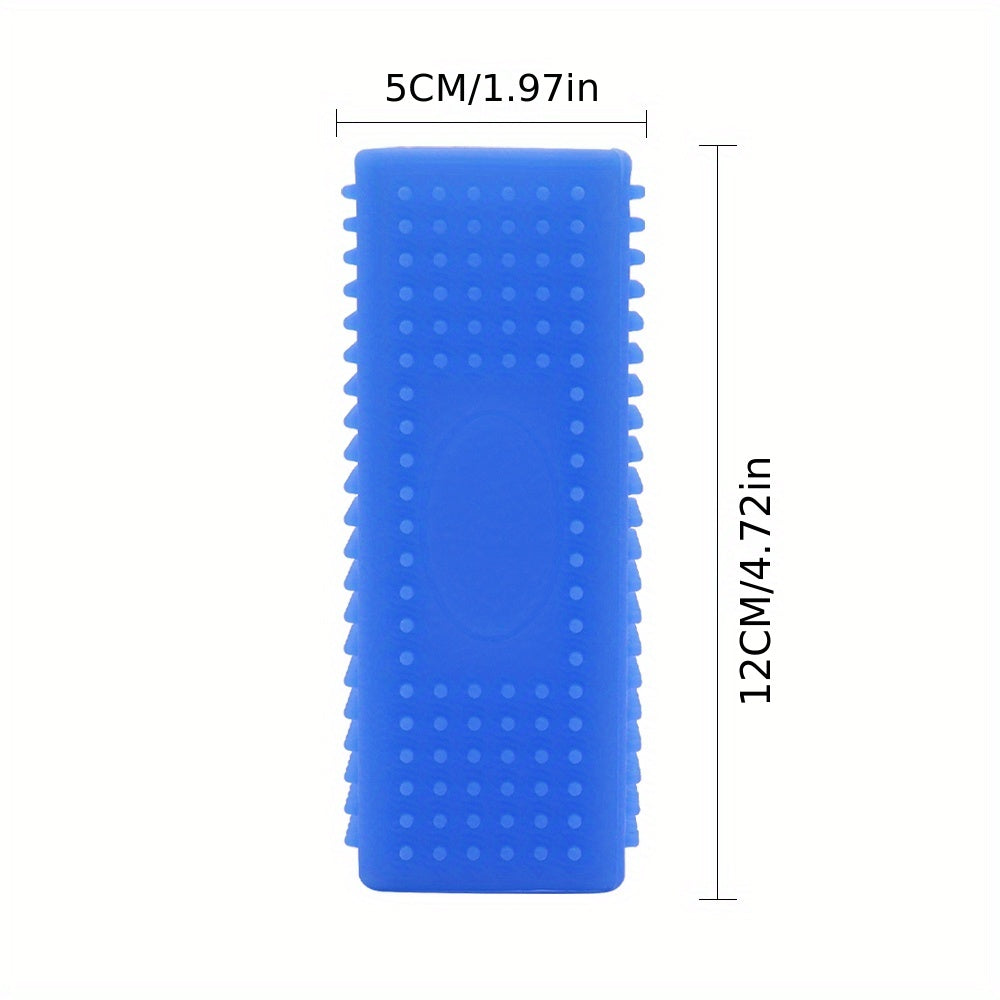 Silicone & Dog Bath Brush - Gentle Massaging Pet Grooming Brush with Blue Bristles & Rounded Tips, Self-Cleaning Bath/Shower Brush for Sensitive Beige, for Kittens & Puppies, Durable Bathing for Cats and Small Dogs, Cleaning