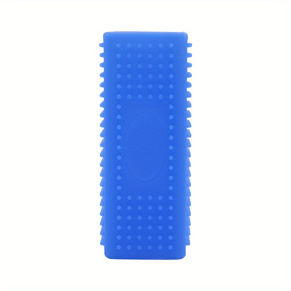 Silicone & Dog Bath Brush - Gentle Massaging Pet Grooming Brush with Blue Bristles & Rounded Tips, Self-Cleaning Bath/Shower Brush for Sensitive Beige, for Kittens & Puppies, Durable Bathing for Cats and Small Dogs, Cleaning