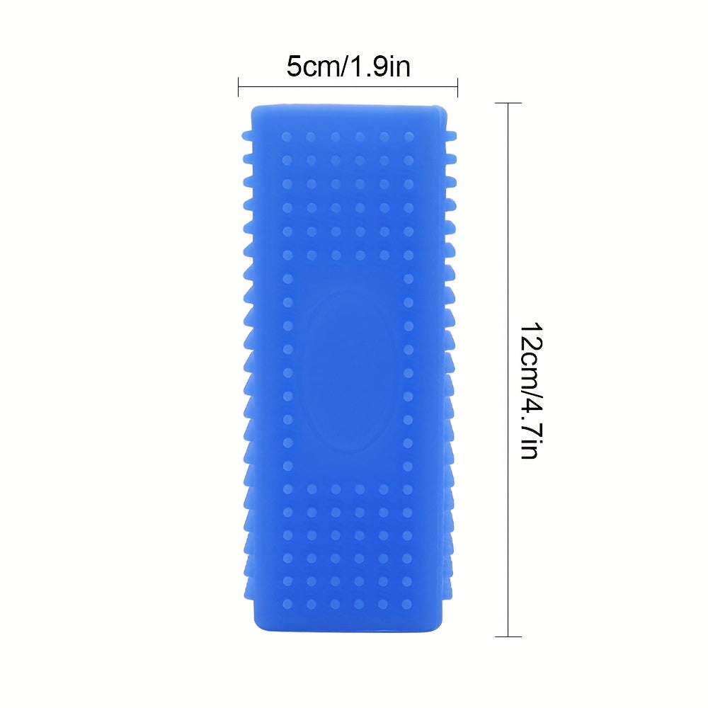 Silicone & Dog Bath Brush - Gentle Massaging Pet Grooming Brush with Blue Bristles & Rounded Tips, Self-Cleaning Bath/Shower Brush for Sensitive Beige, for Kittens & Puppies, Durable Bathing for Cats and Small Dogs, Cleaning