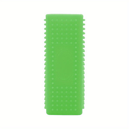 Silicone & Dog Bath Brush - Gentle Massaging Pet Grooming Brush with Blue Bristles & Rounded Tips, Self-Cleaning Bath/Shower Brush for Sensitive Beige, for Kittens & Puppies, Durable Bathing for Cats and Small Dogs, Cleaning