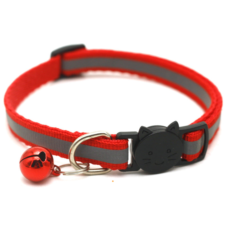 Pet Round Ears Cat Buckle Reflective Cat Head Safety Buckle Separable Cat Dog Bell Collar