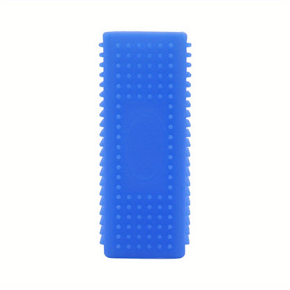 Silicone & Dog Bath Brush - Gentle Massaging Pet Grooming Brush with Blue Bristles & Rounded Tips, Self-Cleaning Bath/Shower Brush for Sensitive Beige, for Kittens & Puppies, Durable Bathing for Cats and Small Dogs, Cleaning