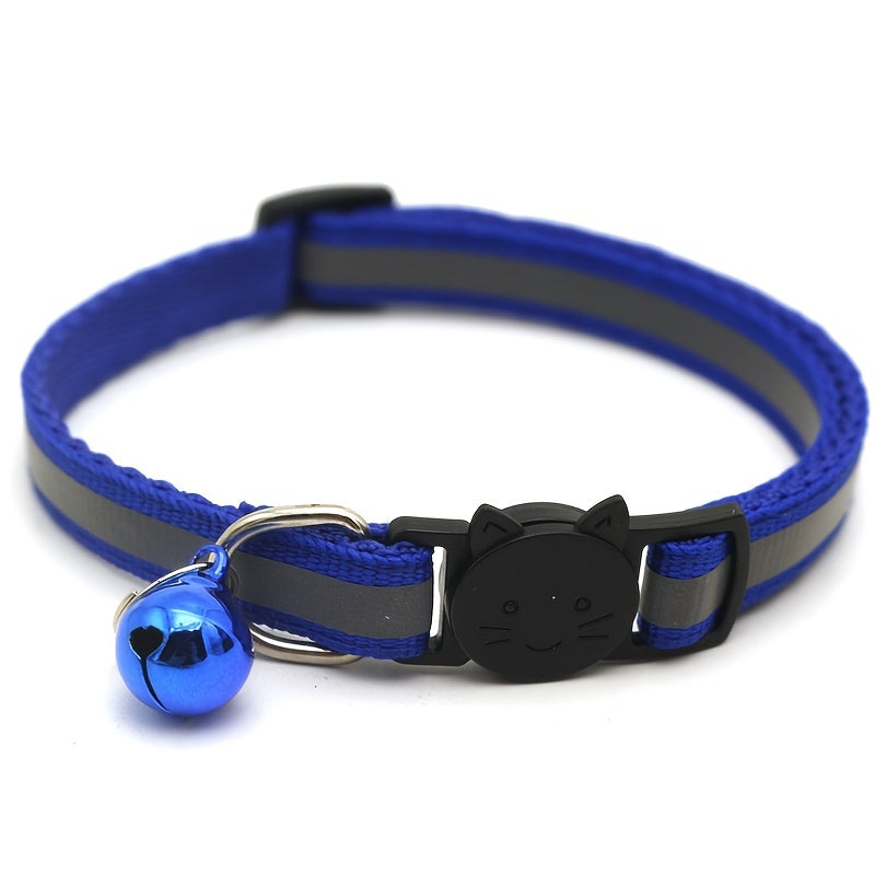 Pet Round Ears Cat Buckle Reflective Cat Head Safety Buckle Separable Cat Dog Bell Collar