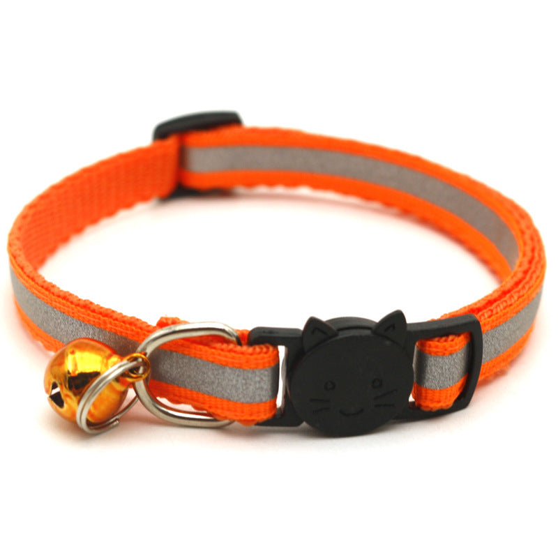 Pet Round Ears Cat Buckle Reflective Cat Head Safety Buckle Separable Cat Dog Bell Collar