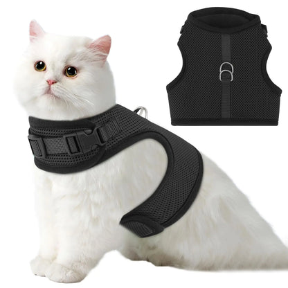 Magshion Mesh Breathable Cat Vest Harness Puppy Soft Padded Harness for Small Dogs Pet Harnesses for Walking Escape Proof - Black Large