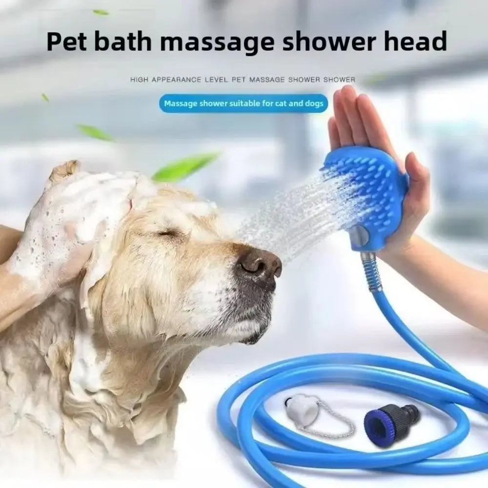 Silicone Material Pet Bathing Gadget Shower Head Design Easy Bathing Dog Massage Brush Massage Function Pet Cleaning