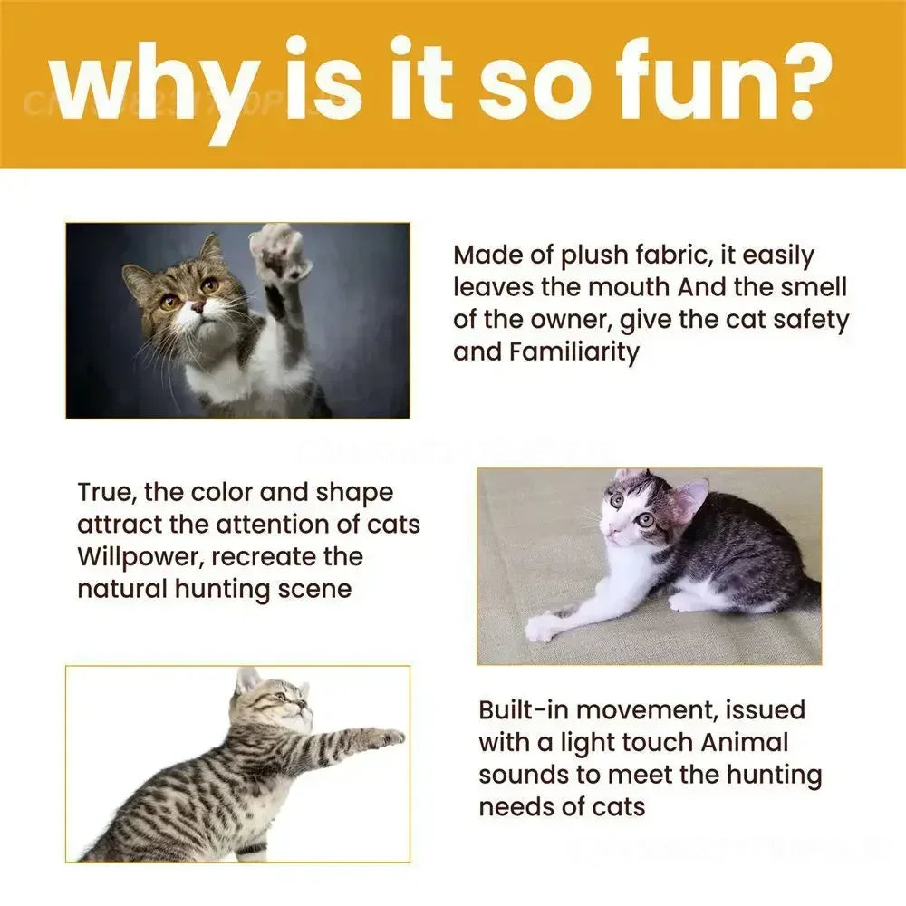 Pet Interactive Mouse Toy Plush Simulation Sound-Making Cat  Boredom Relief Amusement Chew Toy Safe Durable Small Size Realistic