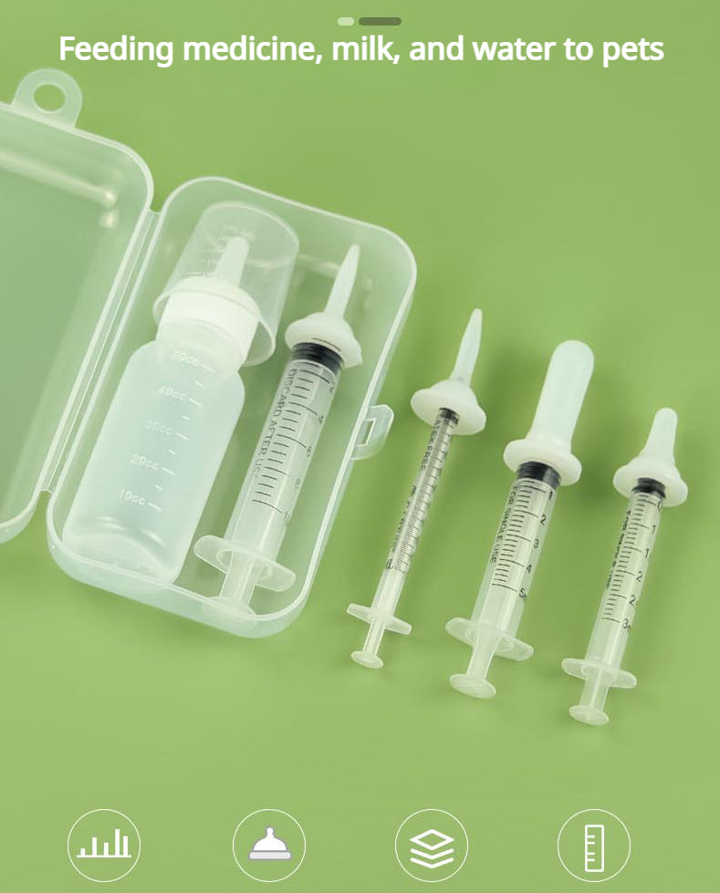 Pet Feeding Device Set Cat Dog Care Bottle Syringe Suit Newborn Kitten Feed Device with Feeding Bottle Puppy Medication Device