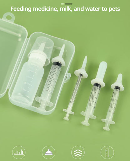 Pet Feeding Device Set Cat Dog Care Bottle Syringe Suit Newborn Kitten Feed Device with Feeding Bottle Puppy Medication Device