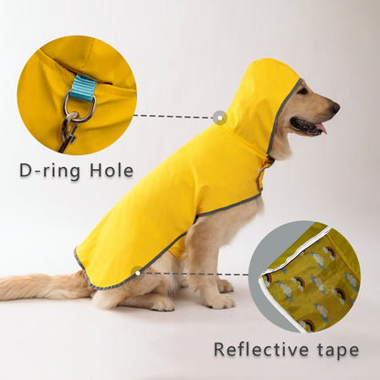 1pc PETS TALE Reversible Dog Raincoat, Polyester Pet Jacket with Duck Print, Machine Washable, Adjustable Straps for Small to Extra Large Breeds