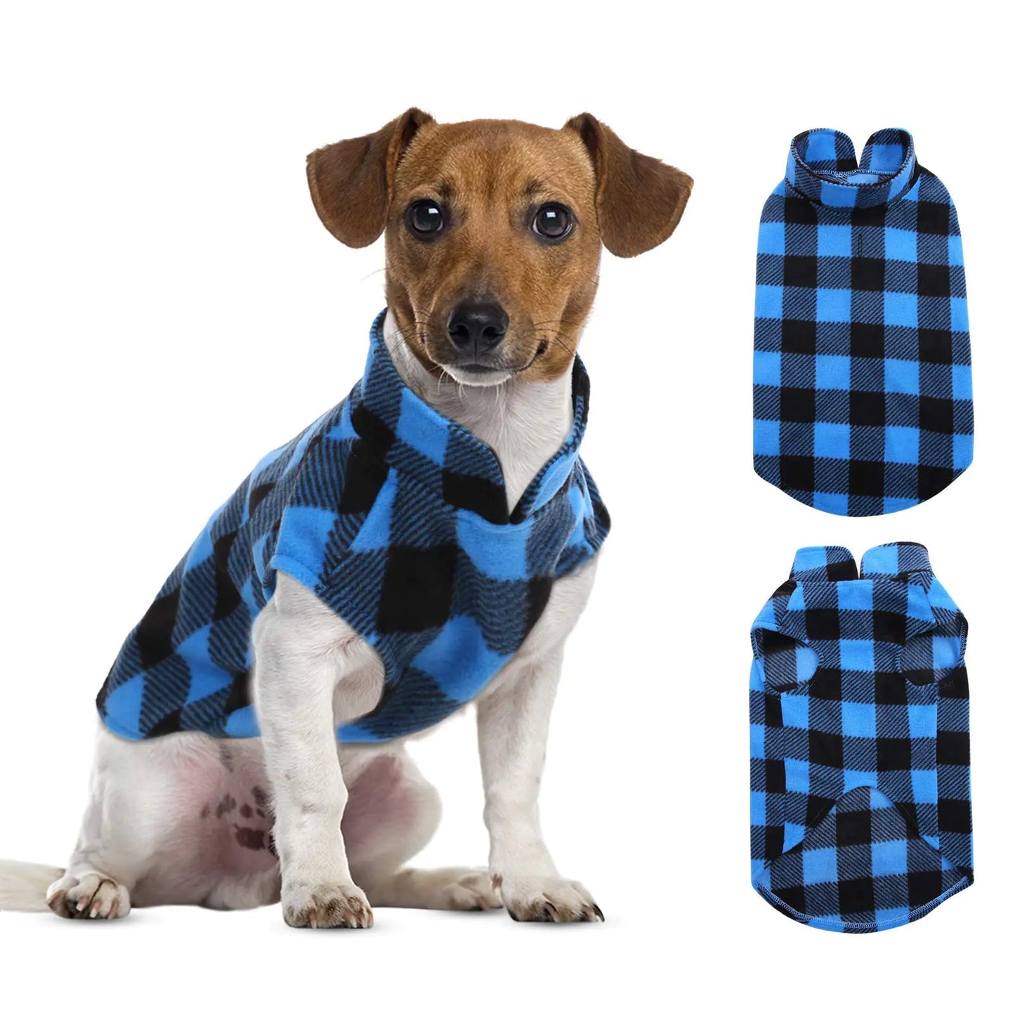 ASENKU Dog Plaid Shirt Dog Sweater Plaid Reversible Dog Vest Dog Clothes Pet Apparel for Small Medium Large Dogs Blue S